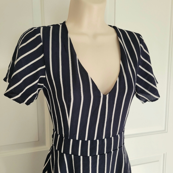 🎉3/$12🎉 Midnight Doll Junior Striped Blue & White High Low Dress - Picture 2 of 5